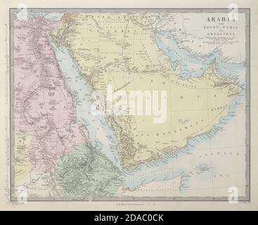 ARABIA Hajj routes Deba/Dubai Abothubi/Abu Dhabi Émirats Arabes Unis Pirate Coast SDUK 1857 carte Banque D'Images