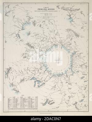 Longueurs comparatives des PRINCIPAUX FLEUVES du monde. Amazon le plus long. Carte SDUK 1857 Banque D'Images