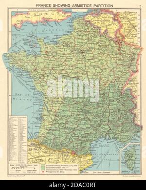 SECONDE GUERRE MONDIALE FRANCE. Vichy et France occupée par les nazis. Ancienne carte d'Armistice 1943 Banque D'Images