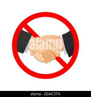 Poignée de main avec le signe rouge interdit sur blanc Illustration de Vecteur