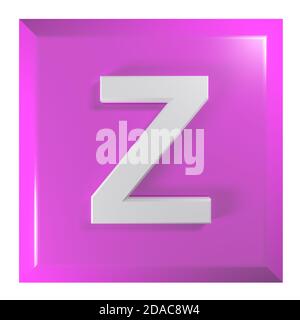 Bouton-poussoir carré rose avec la lettre Z - Illustration du rendu 3D Banque D'Images