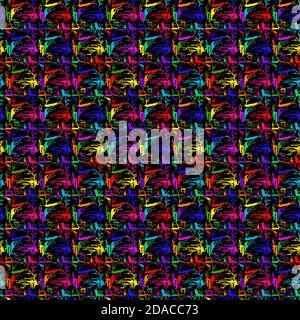 Motif sans couture contrasté de formes chaotiques entrelacés de façon aléatoire dans les couleurs du spectre, vecteur de dessin à la main Illustration de Vecteur