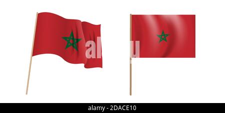 Drapeau du Royaume du Maroc, haut en couleur et naturaliste. Illustration vectorielle. Illustration de Vecteur