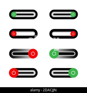 Les boutons d'arrêt sont en rouge, les boutons d'activation sont en rouge Illustration de Vecteur