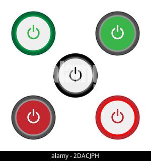 Les boutons d'arrêt sont en rouge, les boutons d'activation sont en rouge Illustration de Vecteur