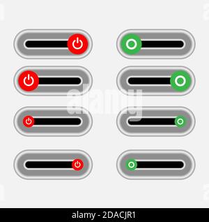 Les boutons d'arrêt sont en rouge, les boutons d'activation sont en rouge Illustration de Vecteur