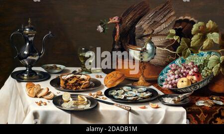 Encore la vie avec un Pie de dinde - Pieter Claesz, 1627 Banque D'Images