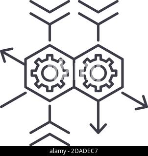 Icône de formule de séquence, illustration isolée linéaire, vecteur de ligne mince, symbole de conception de Web, symbole de concept de contour avec contour modifiable sur blanc Illustration de Vecteur