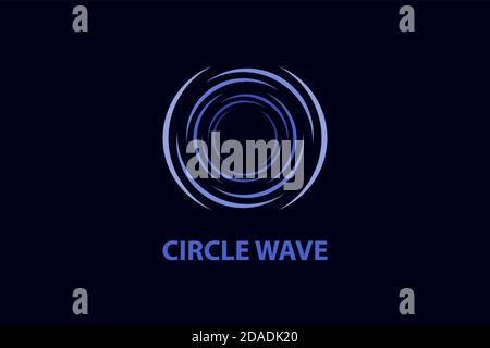 Concept abstrait de forme d'onde circulaire bleue sur fond noir. Illustration de Vecteur