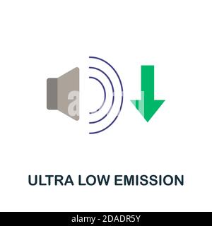 Icône d'émission ultra faible. Élément simple de la collection de véhicules électriques. Icône Creative Ultra Low Emission pour la conception Web, les modèles, les infographies et Illustration de Vecteur