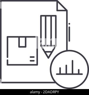 Icône d'analyse logistique, illustration linéaire isolée, vecteur de ligne mince, panneau de conception Web, symbole de concept de contour avec contour modifiable sur blanc Illustration de Vecteur