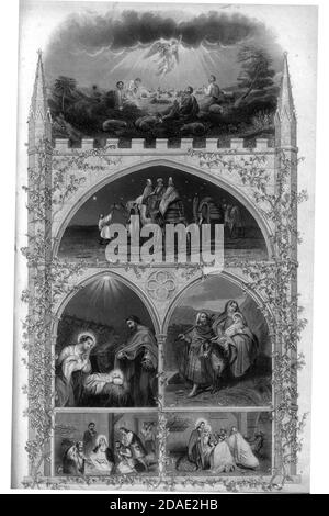 Nativité Scene for Christmas de Godey's Lady's Book and Magazine, décembre 1864, Volume LXIX, (Volume 69), Philadelphie, Louis A. Godey, Sarah Josepha Hale, Banque D'Images