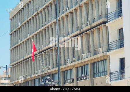 Bâtiment du gouvernement dans la capitale Tunis, fermé après la révolution du Jasmine. Lieu des réunions et des manifestations - Ministère de l'intérieur, Habib Banque D'Images