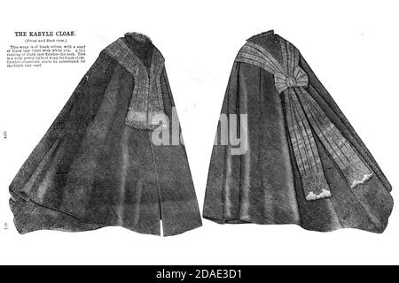 Cloak for a Lady (avant et arrière) de Godey's Lady's Book and Magazine, décembre 1864, Volume LXIX, (Volume 69), Philadelphie, Louis A. Godey, Sarah Josepha Hale, Banque D'Images