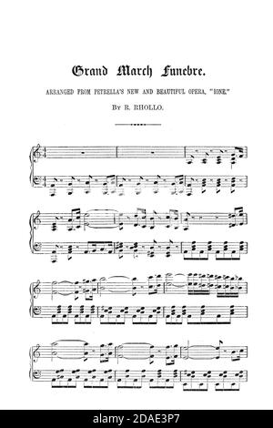 Grand Mars Funkebre partitions de l'Opéra Ione de Godey's Lady's Book and Magazine, décembre 1864, Volume LXIX, (Volume 69), Philadelphie, Louis A. Godey, Sarah Josepha Hale, Banque D'Images