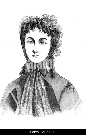 Des bonnets à la mode 1864 de Godey's Lady's Book and Magazine, décembre 1864, Volume LXIX, (Volume 69), Philadelphie, Louis A. Godey, Sarah Josepha Hale, Banque D'Images