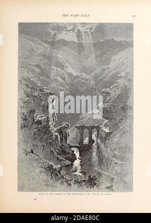 Ruines dans la gorge de la Wady [Wadi] Kelt, la vallée de l'Achor du livre pittoresque Palestine, Sinaï, et Égypte par le colonel Wilson, Charles William, Sir, 1836-1905. Publié à New York par D. Appleton and Company en 1881 avec des gravures en acier et en bois tirées de dessins originaux de Harry Fenn et J. D. Woodward Volume 1 Banque D'Images