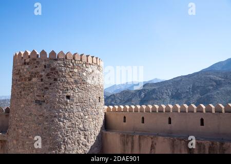 Fort Rustaq. Copier l'espace. Rustaq, Muscat, Oman Banque D'Images