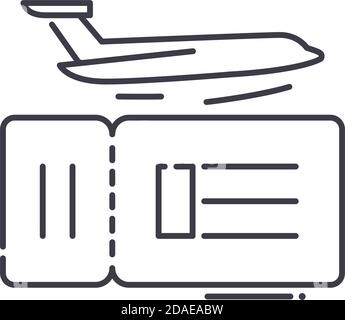 Icône de carte d'embarquement, illustration isolée linéaire, vecteur de ligne mince, panneau de conception Web, symbole de concept de contour avec contour modifiable sur fond blanc. Illustration de Vecteur