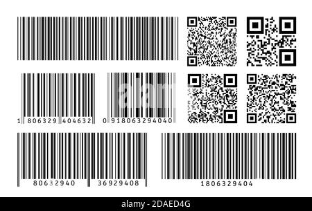 Code-barres. Modèle de code QR. Scannez le code à bandes pour l'identification numérique. Autocollant à lignes fines de code-barres vectoriel Illustration de Vecteur