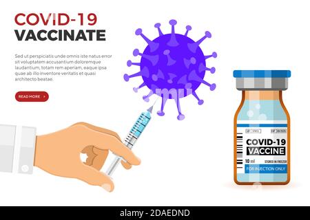Vacciner Covid-19 et injection par seringue Illustration de Vecteur