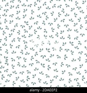 Arrière-plan élégant à motif répétitif vectoriel de texture de feuilles de chêne. Trio de feuilles de chêne vert style milléfleur sur fond blanc. Monochrome sans couture Illustration de Vecteur