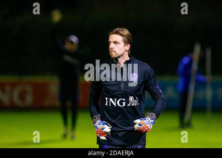 ZEIST, 09-11-2020 , Sportcentrum KNVB, Trainingscentrum KNVB dans Zeist, saison de la Ligue des Nations 2020-2021. Formation de l'équipe nationale néerlandaise. Gardien de but des pays-Bas Tim Krul (R) pendant la formation. Banque D'Images