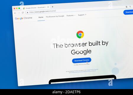 Ostersund, Suède - 12 novembre 2020 : page d'accueil Google Chrome sur un écran d'ordinateur. Google Chrome est un navigateur Web multi plate-forme développé par Google. Banque D'Images