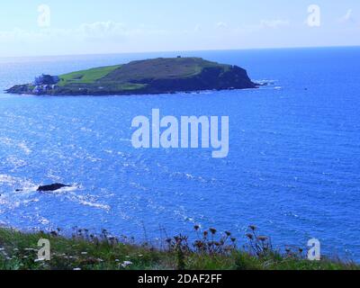 Challborough Bay et Burgh Island, Devon, Royaume-Uni. Banque D'Images