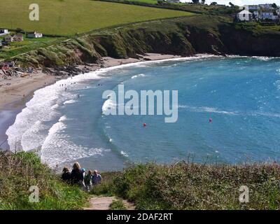 Challborough Bay et Burgh Island, Devon, Royaume-Uni. Banque D'Images