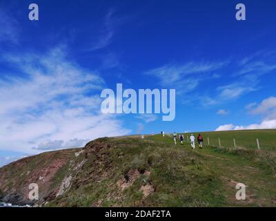 Challborough Bay et Burgh Island, Devon, Royaume-Uni. Banque D'Images