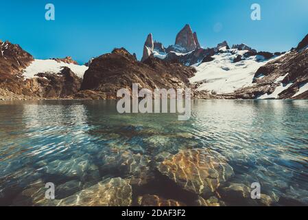 La montagne Fitz Roy et Laguna de los Tres, Patagonie, Argentine Banque D'Images