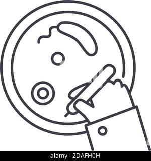 Icône d'analyse biologique, illustration isolée linéaire, vecteur de ligne mince, symbole de conception Web, symbole de concept de contour avec contour modifiable sur blanc Illustration de Vecteur