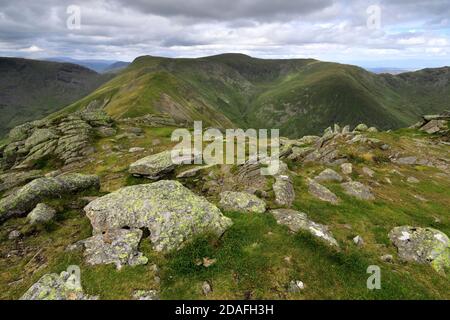 Vue sur les Fells entourant le Kentmere Common, Kirkstone Pass, Lake District National Park, Cumbria, Angleterre, Royaume-Uni Banque D'Images