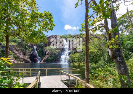 Chutes Wangi au parc national de Litchfield, dans le territoire du Nord de l'Australie. Banque D'Images