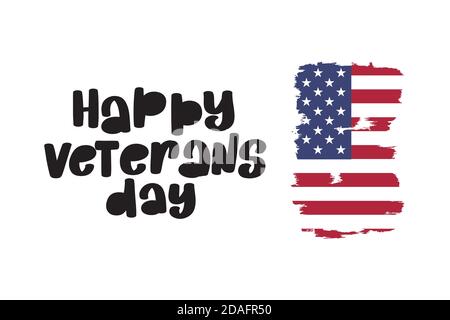 Lettrage « Happy Veterans Day » avec le drapeau américain illustrationratio Illustration de Vecteur