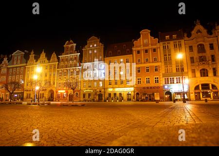 Les maisons typiques dans la vieille ville de Wroclaw, Pologne Banque D'Images