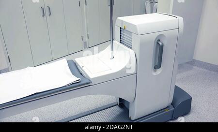 Table de patient dans les pièces de la machine moderne de scanner IRM , de l'équipement médical et des machines de soins de santé Banque D'Images