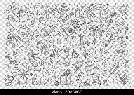Ensemble de caniche de noël Illustration de Vecteur