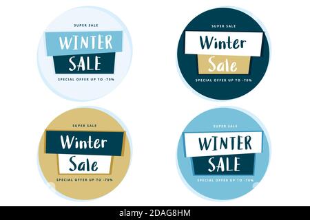 Modèle d'étiquette de solde d'hiver avec lettrage dessiné à la main, illustration vectorielle Illustration de Vecteur