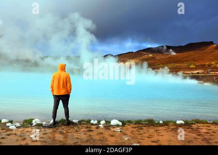 Région géothermique de Hverir en Islande près du lac Myvatn, Islande, Europe Banque D'Images