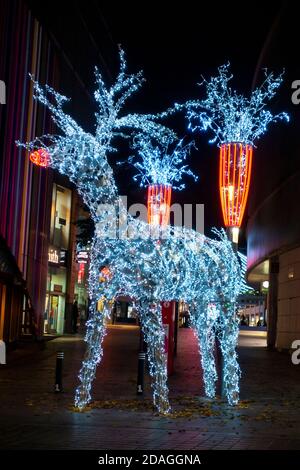 Rudolph le renne à nez rouge à l'entrée de Liverpool One Centre commercial Banque D'Images