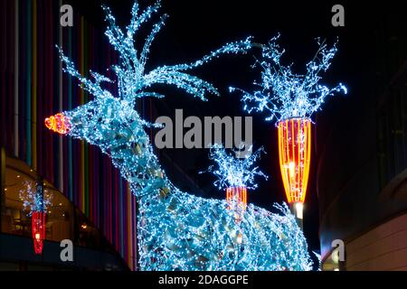 Rudolph le renne à nez rouge à l'entrée de Liverpool One Centre commercial Banque D'Images