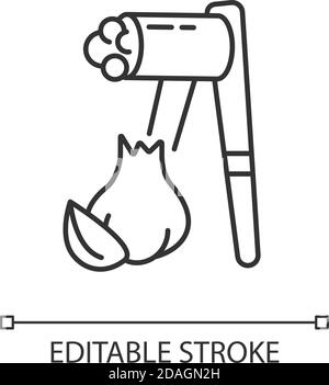 Icône linéaire de presse à ail Illustration de Vecteur
