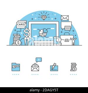 Bannière Finance et icônes avec fond blanc Banque D'Images
