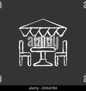 Mobilier de jardin et accessoires craie icône blanche sur fond noir Illustration de Vecteur