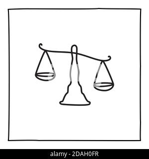 Icône ou logo Doodle Scale, dessiné à la main avec une fine ligne noire Illustration de Vecteur