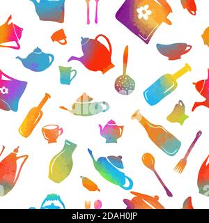 Ustensiles de cuisine motif sans couture. Illustration vectorielle Illustration de Vecteur