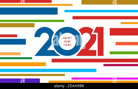 coloré 2021 joyeux nouvel an décoration fond de carte, affiche, bannière, couverture, modèle de conception Illustration de Vecteur
