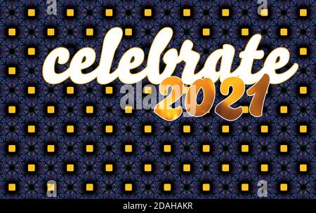 Motif bleu et or sophistiqué pour célébrer l'année 2021 couvrir la bannière avec l'espace fcopy Banque D'Images